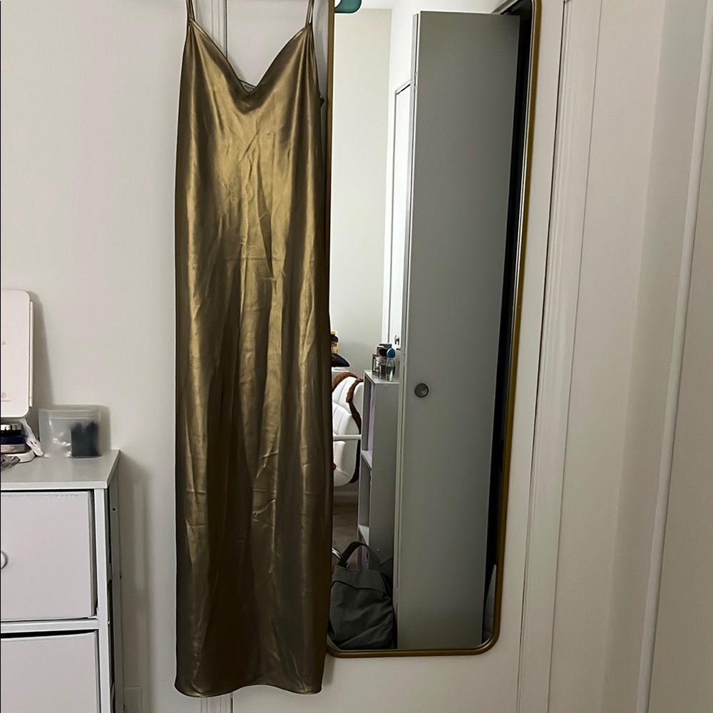 All Saints Metallic Gold Slip Dress